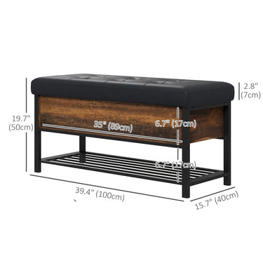 HOMCOM Shoe Storage with Seat, Upholstered Hallway Bench, Shoe Bench with Flip Top and Hidden Space for 4 Pairs of Shoes