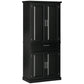 HOMCOM 72" Kitchen Pantry Cabinet, Freestanding Storage Cabinet, 4-Door Cabinet with Drawer and Adjustable Shelves, White