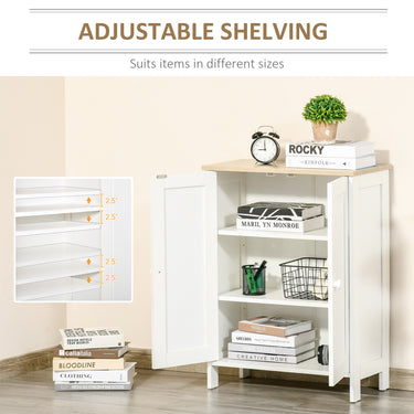 HOMCOM Storage Cabinet with Doors, Cupboard Organization with 2 Adjustable Shelves, Storage Solution for Living Room, Bathroom