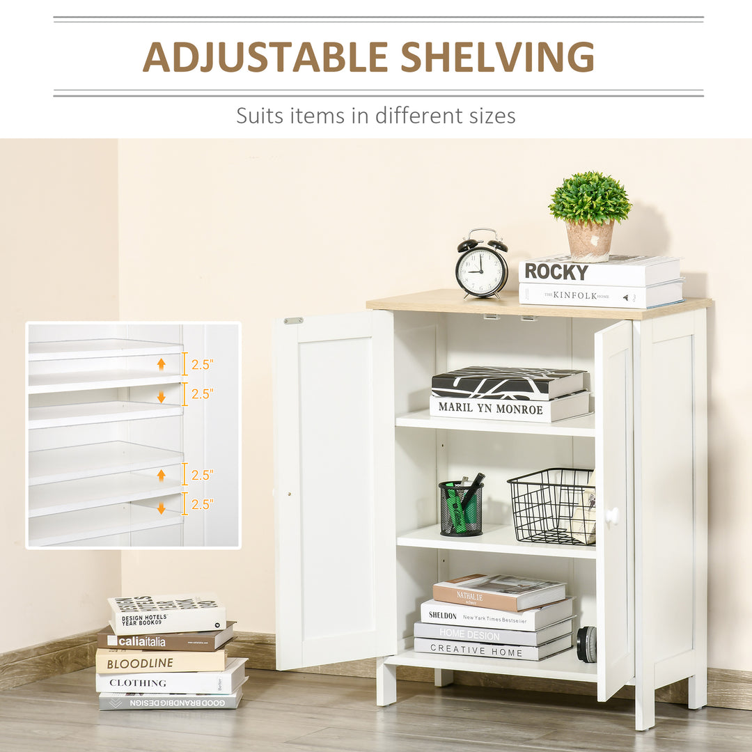 HOMCOM Storage Cabinet with Doors, Cupboard Organization with 2 Adjustable Shelves, Storage Solution for Living Room, Bathroom