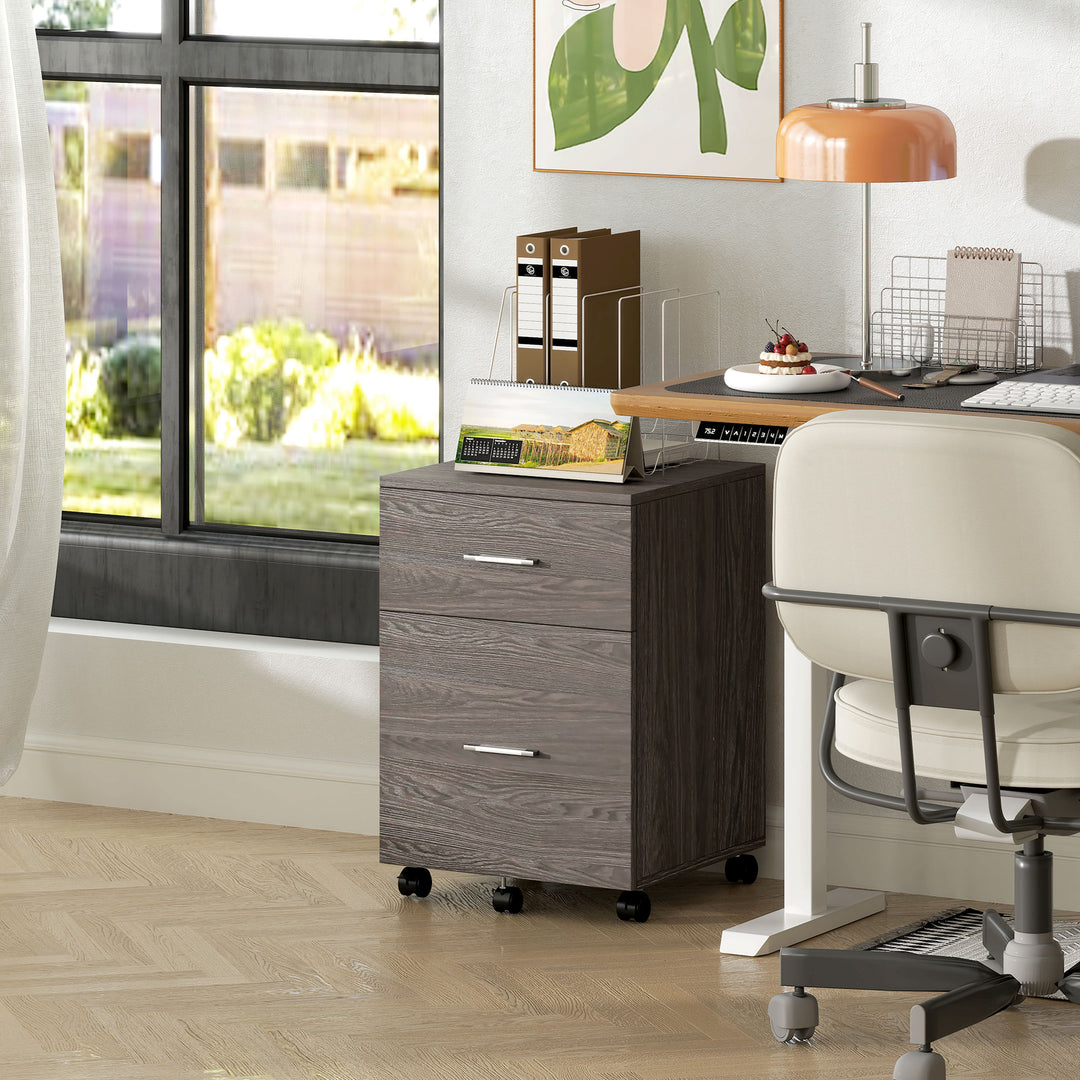 Vinsetto Mobile Filing Cabinet, Vertical File Cabinet with 2 Drawers, Wheels, for Letter or A4 File, Natural