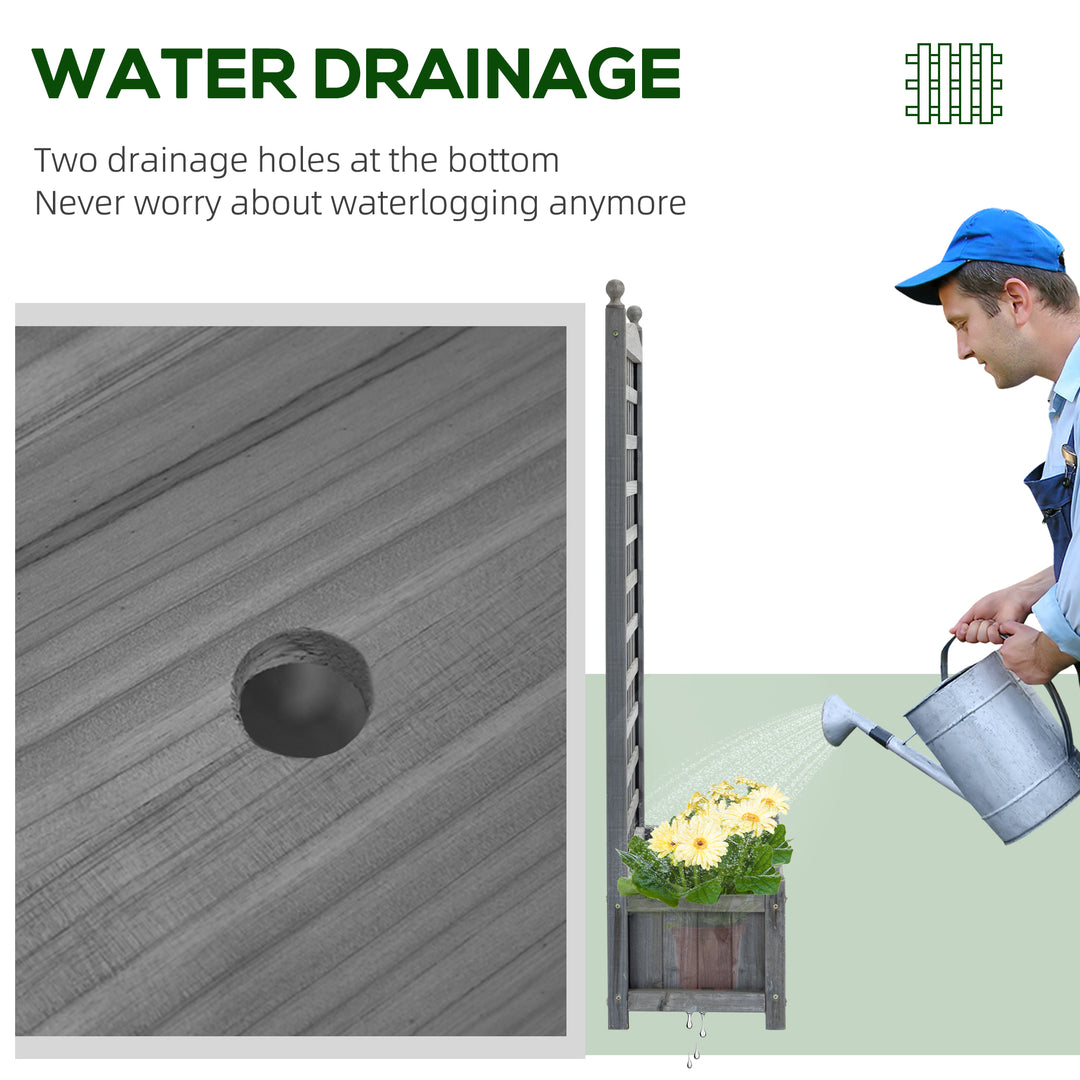 Outsunny Raised Garden Bed with Trellis, Wood Planter Box for Garden, Free Standing Flower Bed, 25.2" x 11" x 47.2" Brown