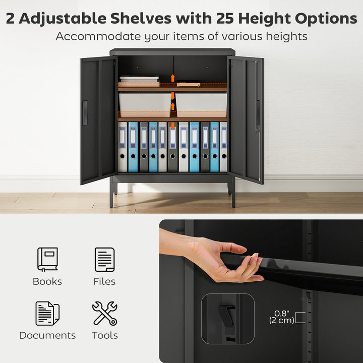 HOMCOM Office Storage Cabinet with Lock, Filing Cabinet with Adjustable Shelves and Doors for Home Office, Garage, White