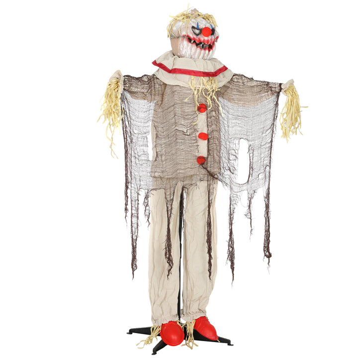 Outsunny 68" Life Size Halloween Animated Pumpkin Clown with Glowing LED Eyes, Battery Operated, Indoor Party Props