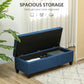 HOMCOM Rectangular Entry Bench, Tufted Upholstered Linen Fabric Wood Feet Storage Ottoman Bench, Beige