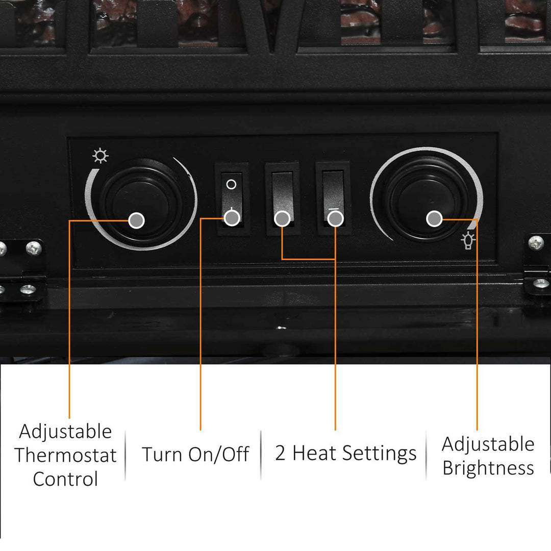 HOMCOM Free Stand Electric Fireplace Stove Heater with Adjustable LED Flame Effect and Front Door, 750W/1500W, Black