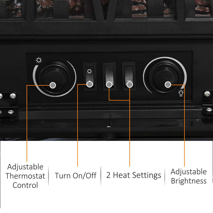 HOMCOM Free Stand Electric Fireplace Stove Heater with Adjustable LED Flame Effect and Front Door, 750W/1500W, Black