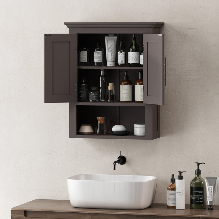 kleankin Bathroom Wall Cabinet, Medicine Cabinet, Toilet Storage Cabinet with Shelf for Living Room and Entryway, White