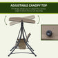 Outsunny 3 Person Porch Swing Outdoor Swing Chair with High Back Design, Side Pouches and Adjustable Canopy, Dark Grey