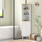 HOMCOM 67" Tall Bathroom Cabinet, Narrow Bathroom Storage Cabinet with 3 Open Shelves, Drawer and 2 Adjustable Shelves, White