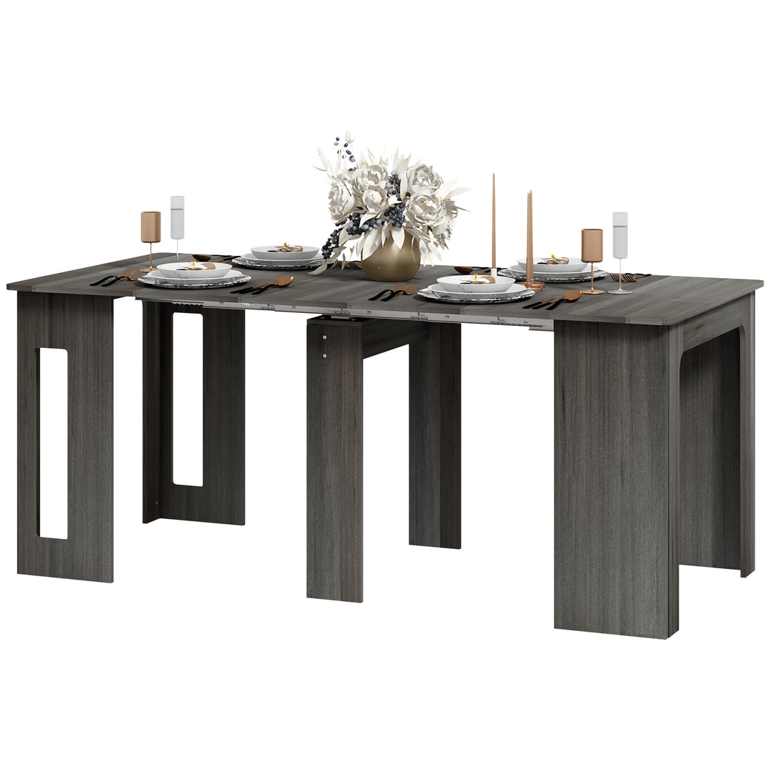 HOMCOM Extendable Dining Table, Expandable Kitchen Table for Small Spaces, Seats up to 6 People, Dark Brown