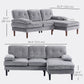 HOMCOM Modern Corner Couch with Right Chaise Lounge, Tufted 3-Seater Sofa with Wooden Legs for Living Room, Navy Blue