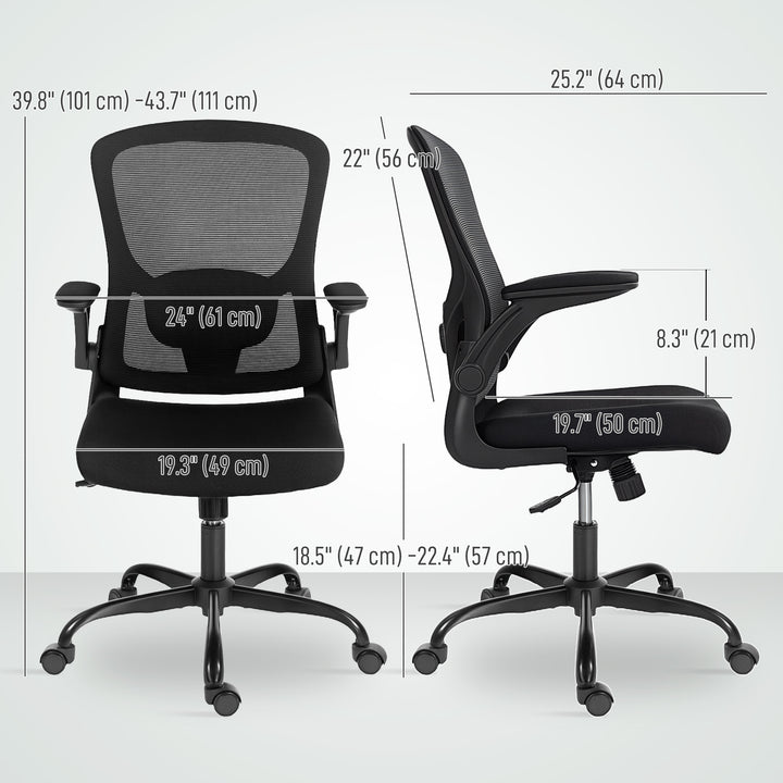 HOMCOM Ergonomic Mesh Office Chair with 4D Lumbar Support, Swivel Desk Chair with Flip-up Armrests, Tilt Function, Grey