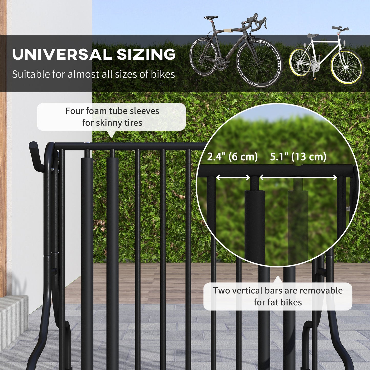 Soozier All-Steel Bike Rack, 35" Bike Stand, 4-Bike Capacity, Dual-Side, for Garages Streets Yards Schools