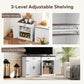 HOMCOM 30" Buffet Cabinet, Farmhouse Sideboard with 1.2" Thick Top, 2 Barn Doors, Drawer and Adjustable Shelf, White