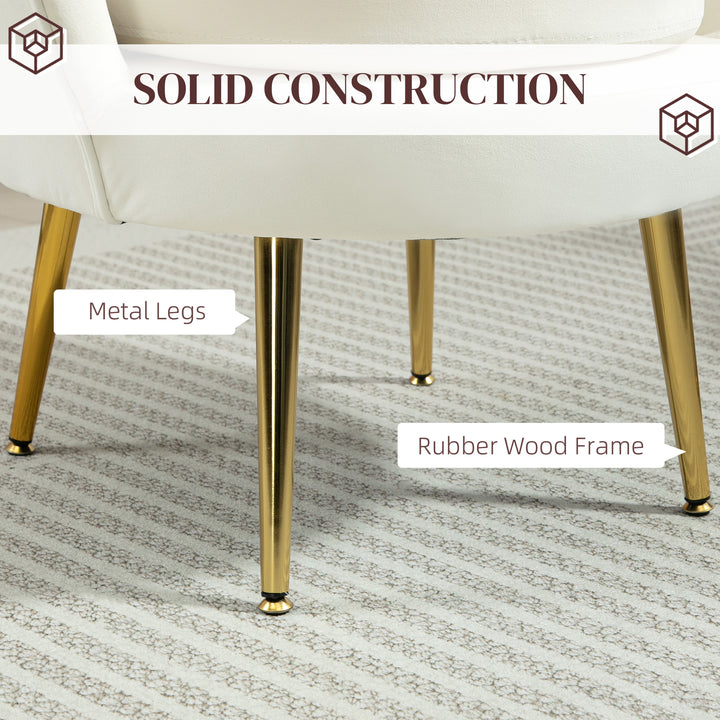 HOMCOM Modern Accent Chair, Velvet-Touch Fabric Leisure Club Chair with Gold Metal Legs for Bedroom, Yellow