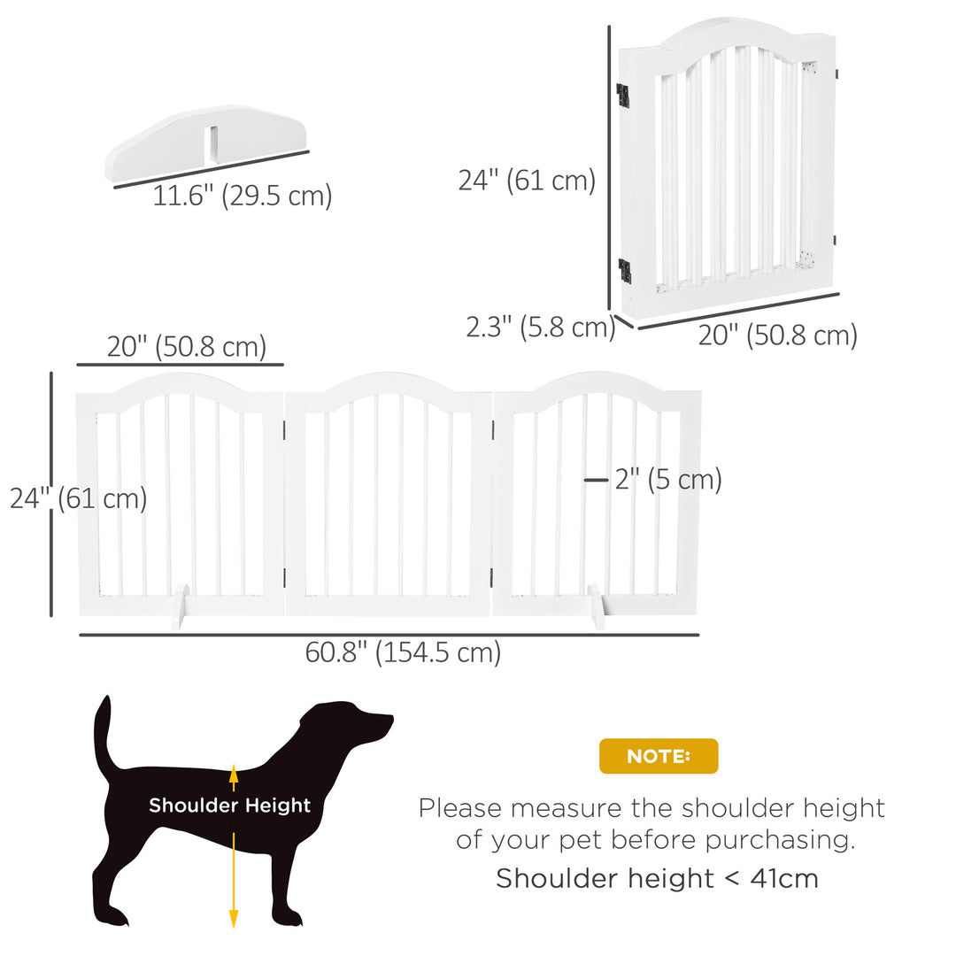 PawHut 24"H Foldable Dog Gate, 3 Panels Freestanding Pet Gate Barriers Indoor with Support Feet, Puppy Fence for Small Dogs, Black