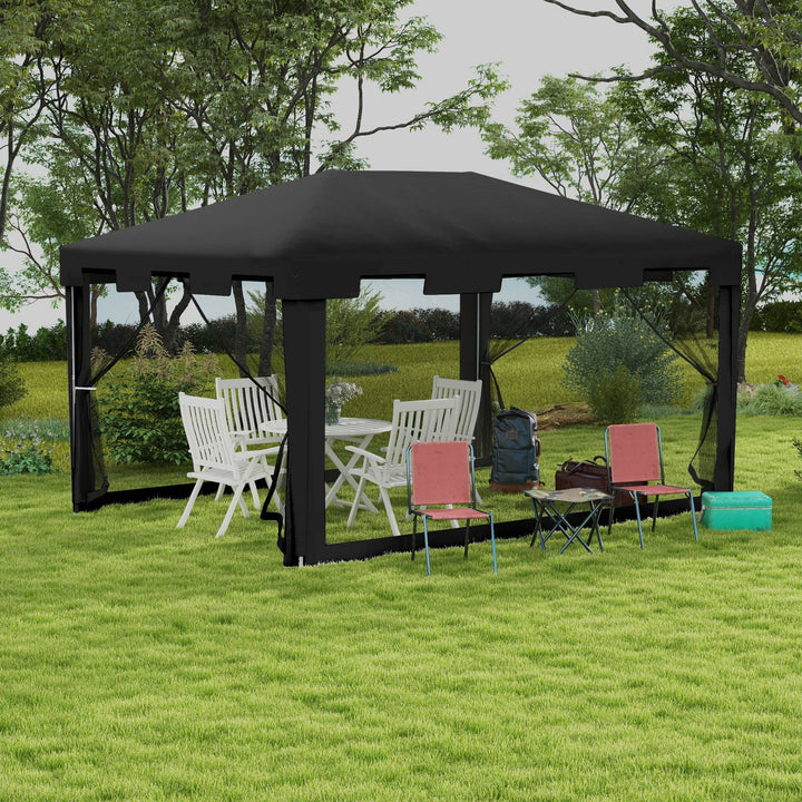 Outsunny 10x13ft Gazebo Party Tent Outdoor Canopy Garden Sun Shade w/Mesh Sidewalls, White