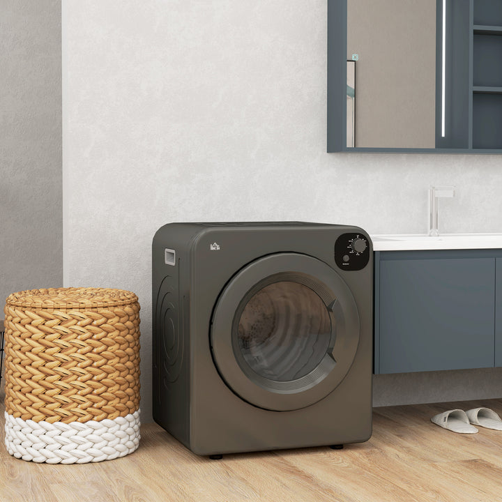 HOMCOM Compact Laundry Dryer Machine, 1300W, 3.22 Cu. Ft. Electric Portable Clothes Dryer with 7 Drying Modes for Apartment or Dorm, White