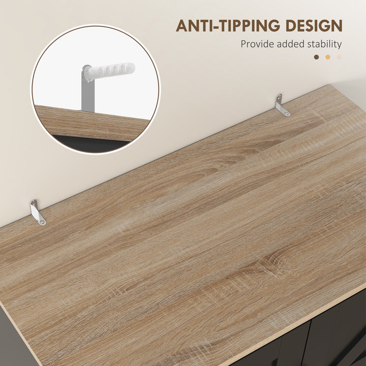 HOMCOM Farmhouse Kitchen Pantry, 68" Freestanding Hutch Storage Cabinet with Microwave Oven Countertop, Black