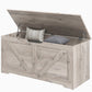 HOMCOM 39.4 Inches Storage Chest, Storage Trunk with 2 Safety Hinges, Wooden Box for Living Room, Black Wood Grain