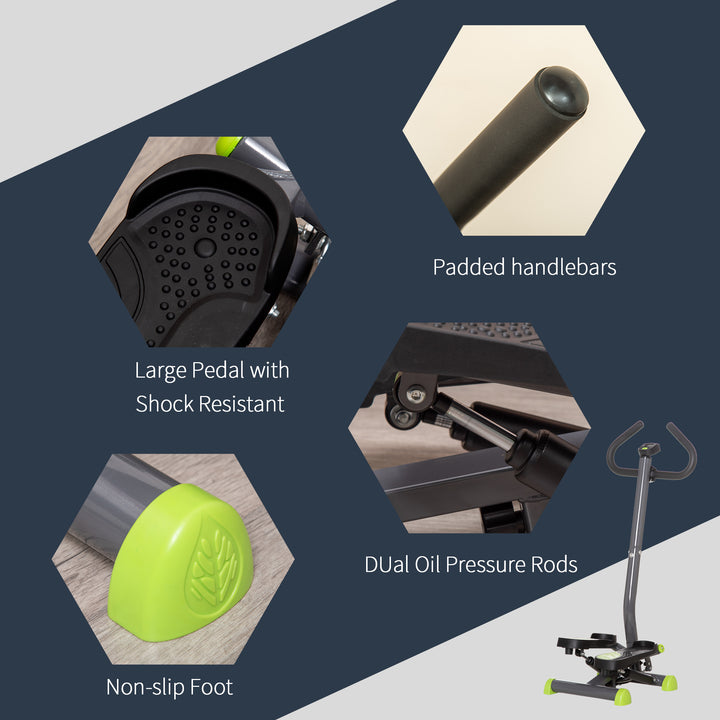 Soozier Twist Stepper Exercise Machine with Adjustable Resistance, LCD Screen - White & Green