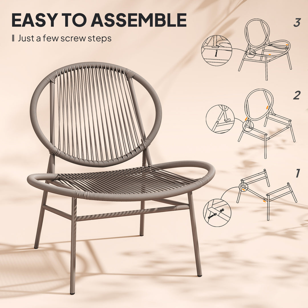 Outsunny Rattan Bistro Set, 3 Pieces Wicker Patio Furniture Set, Acapulco Chairs and Steel Table for Porch, Balcony, Black