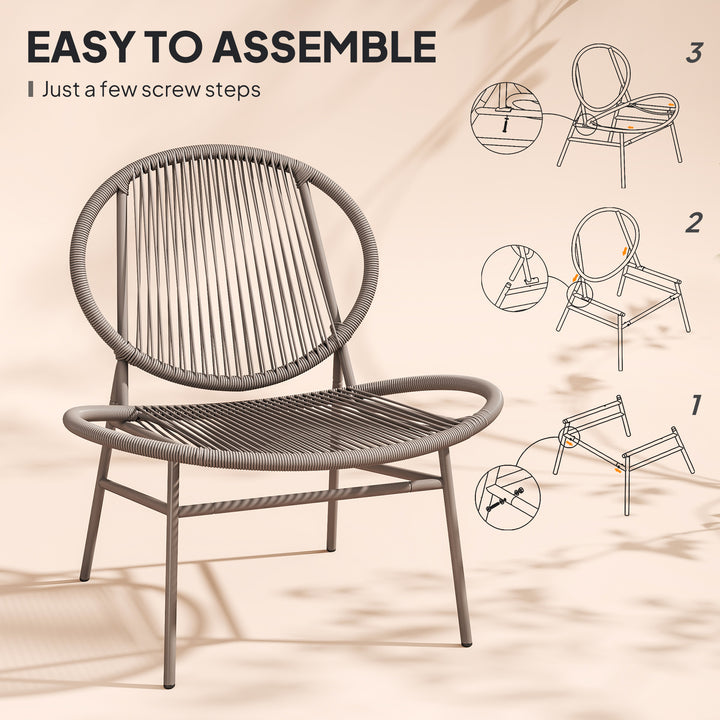 Outsunny Rattan Bistro Set, 3 Pieces Wicker Patio Furniture Set, Acapulco Chairs and Steel Table for Porch, Balcony, Black