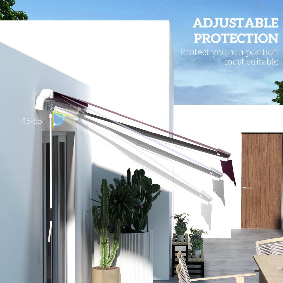 Outsunny 10' x 6.5' Manual Retractable Awning with LED Lights, Aluminum Frame Sun Canopies for Patio Door Window, Yellow/Grey