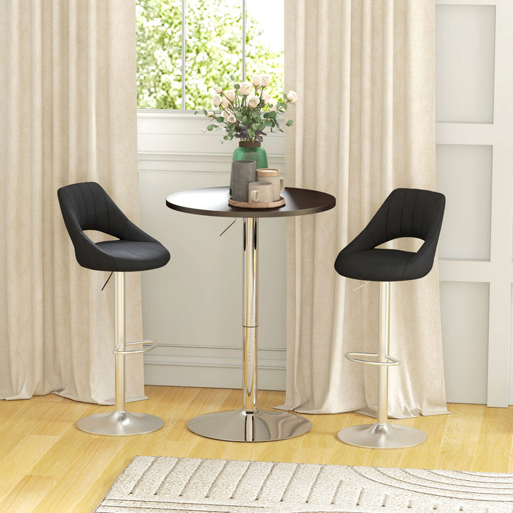 HOMCOM High Top Bar Table, Adjustable Round Kitchen Table with Swivel Top and Steel Base, Bistro Table for 2 People, White