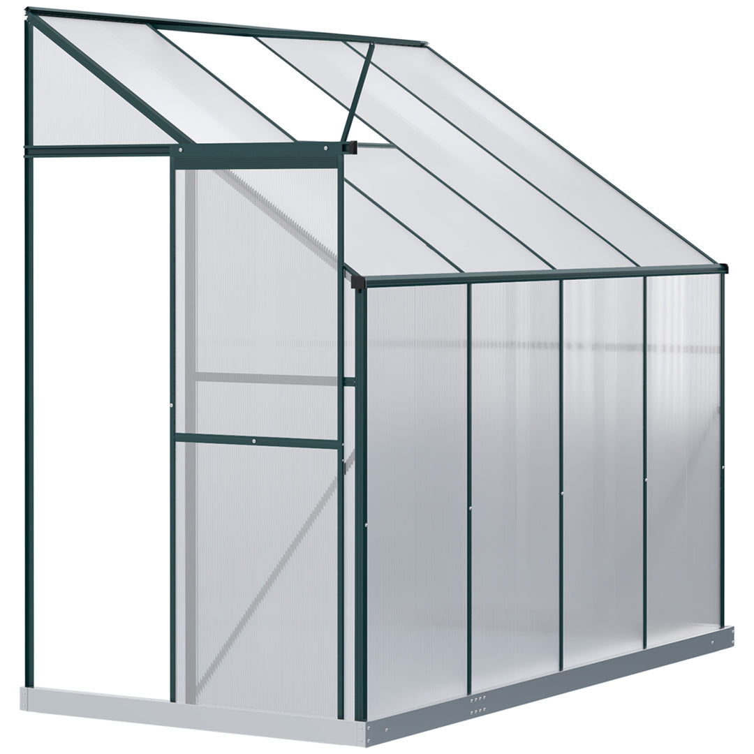 Outsunny Walk-In Garden Greenhouse Aluminum Polycarbonate with Roof Vent for Plants Herbs Vegetables 8' x 4' x 7' Silver
