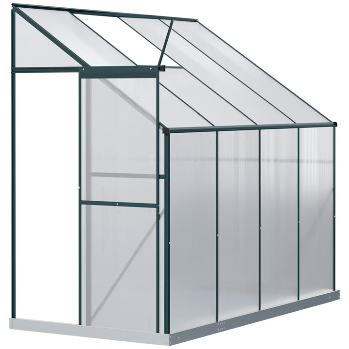 Outsunny Walk-In Garden Greenhouse Aluminum Polycarbonate with Roof Vent for Plants Herbs Vegetables 8' x 4' x 7' Silver