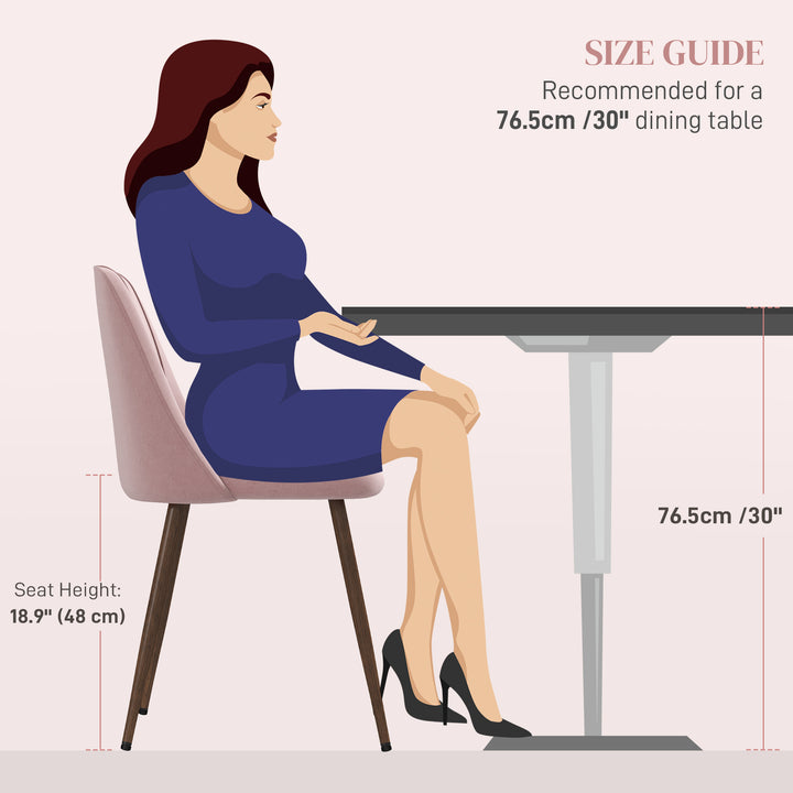 HOMCOM Upholstered Dining Chairs Set of 4, Velvet Accent Chair with Back and Wood-grain Steel Leg for Kitchen, Grey