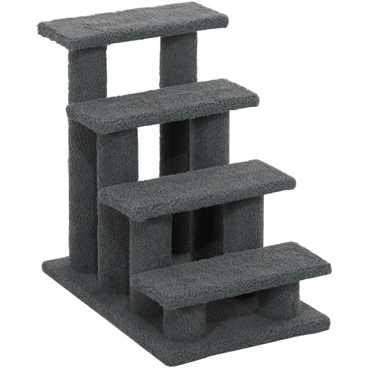 PawHut 23.5" 4 Tier Pet Stairs Dog Cat Step Scratch Post Furniture, Dark Grey