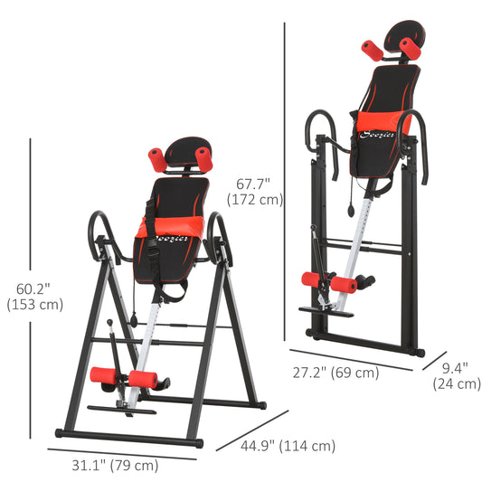 Soozier Folding Inversion Table, 20Â°/40Â°/60Â° Adjustable, with Safety Belt and Waist Pad for Back Pain Relief