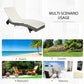 Outsunny Outdoor Adjustable Wicker Chaise Lounge Chair with Cushion & Wheels for Patio, Deck, Poolside, Sky Blue