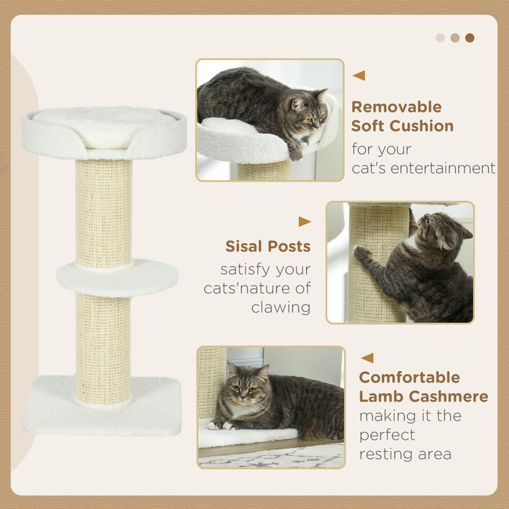 PawHut Cat Tree Kitty Tower with Sisal Mat Scratching Post, Cat Bed, Cushion, Perch, 18" x 18" x 36", Brown