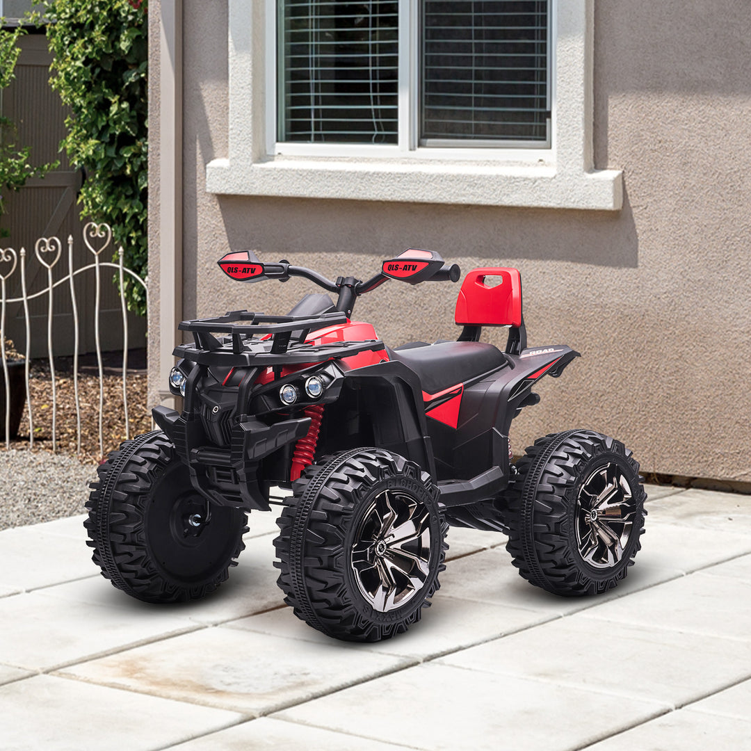 Aosom Kids Ride-on Car, 12V/10AH Four Wheeler Kids ATV, Battery Powered Off-Road Quad with MP3, Headlights, Suspension, 1.8-5 mph, Red