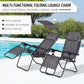 Outsunny 2 Piece Foldable Lounge Chair with Canopy Shade, Outdoor Zero Gravity Chair w/ Side Tray & Cup Holder, Reclining Lounger w/ Breathable Mesh Fabric Seat, Pillow, Dark Grey