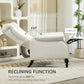 HOMCOM Wingback Reclining Chair with Footrest, Button Tufted Recliner Chair with Rolled Armrests for Living Room, Light Grey