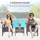Outsunny 3 Pieces Wicker Patio Furniture Set, Rattan Bistro Set with Coffee Table and Cushions, Outdoor Conversation Set for Garden, Porch, Balcony, Blue