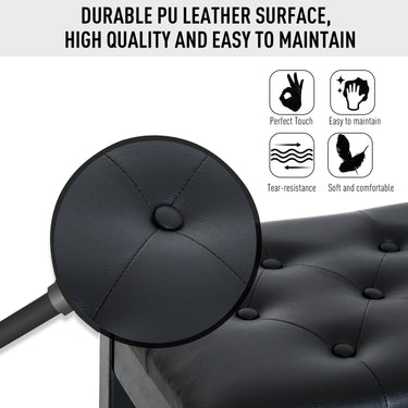 HOMCOM 30" Piano Bench with Padded Cushion and Storage, Faux Leather Keyboard Bench with Solid Wood Legs, Black