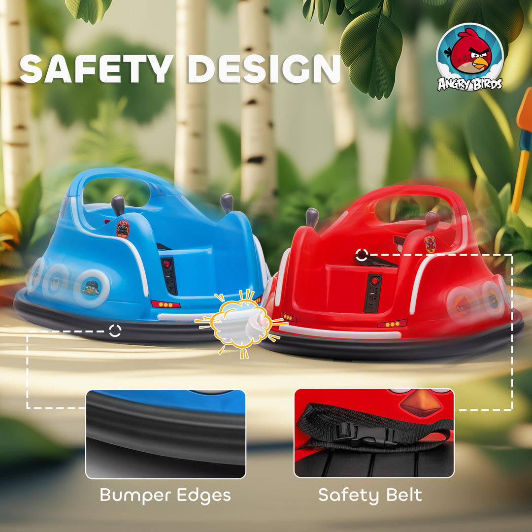 Qaba Angry Bird Licensed Electric Ride on Car, 12V Bumper Car for Kids w/ Dual Joysticks, 360 Degree Spin, Blue