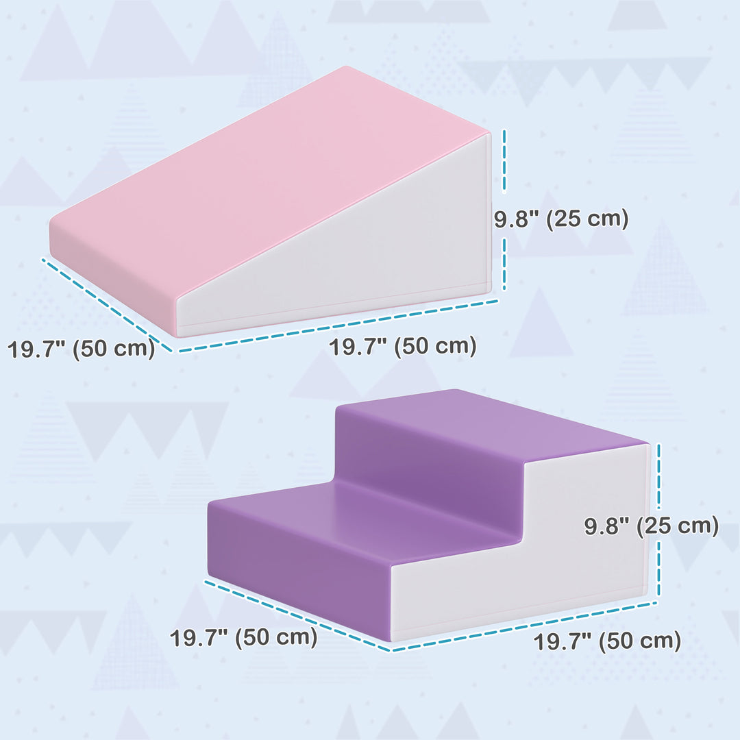 Soozier 2-Piece Climb and Crawl Activity Soft Play Set, Secure Foam Blocks Playset for Toddler Preschooler Babies Indoor, Activity Structure Play Equipment, Multi-colour