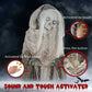 Outsunny 6ft Life Size Outdoor Halloween Decoration Skeleton Witch, Animated Prop with Light Up Eyes, Spooky Sound