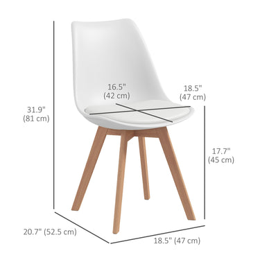 HOMCOM Modern Dining Table Chairs Set of 4, Rubber Wood Kitchen Table Chairs with PU Leather Cushion for Living Room, Bedroom