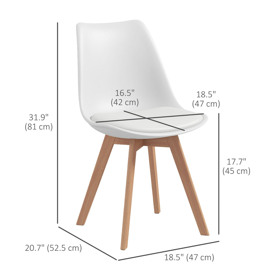 HOMCOM Modern Dining Table Chairs Set of 4, Rubber Wood Kitchen Table Chairs with PU Leather Cushion for Living Room, Bedroom