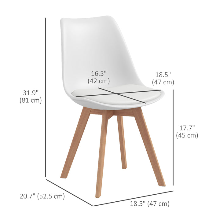 HOMCOM Modern Dining Table Chairs Set of 4, Rubber Wood Kitchen Table Chairs with PU Leather Cushion for Living Room, Bedroom