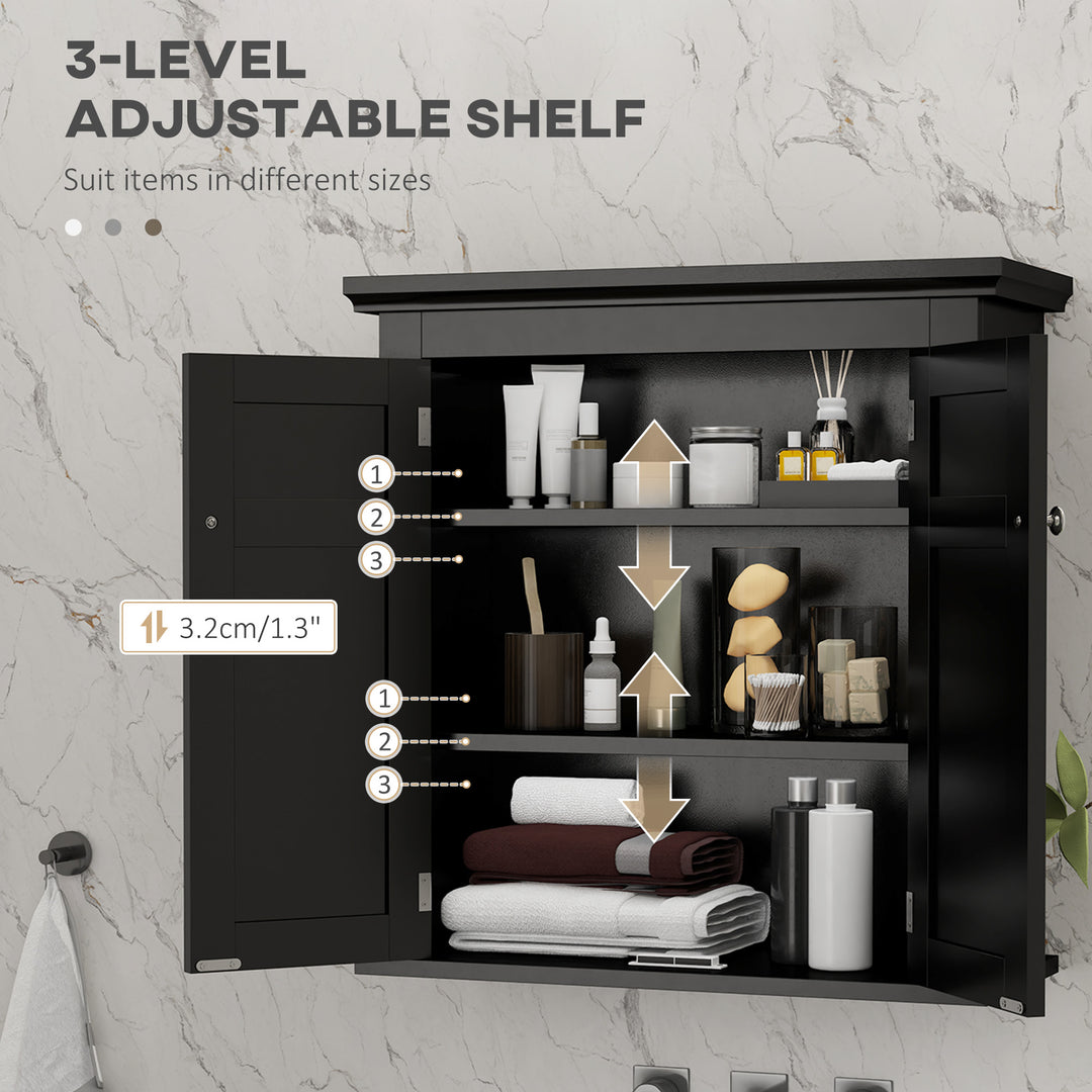 kleankin Bathroom Cabinet, Medicine Cabinet, Over Toilet Storage Cabinet with Adjustable Shelves for Entryway, Black