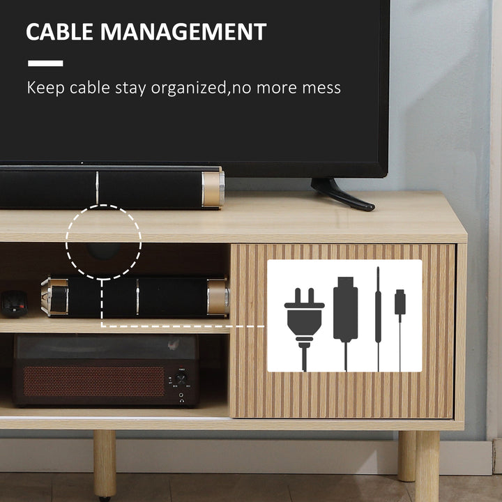 HOMCOM Modern TV Stand for TVs up to 50", TV Cabinet with Storage Shelves for Living Room, Natural